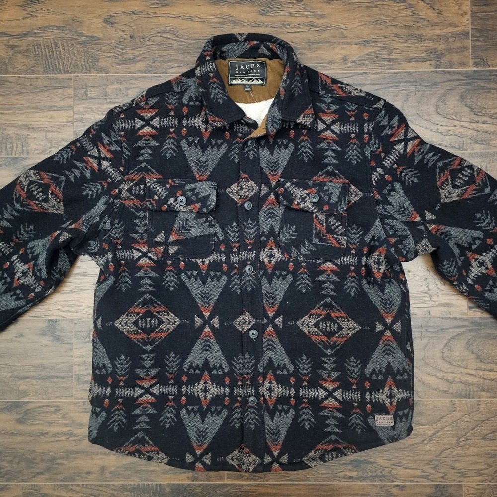 JACHS New York Tri-Color Mens Aztec Jacket Shacket Indian Blanket‎ Western Sz XL